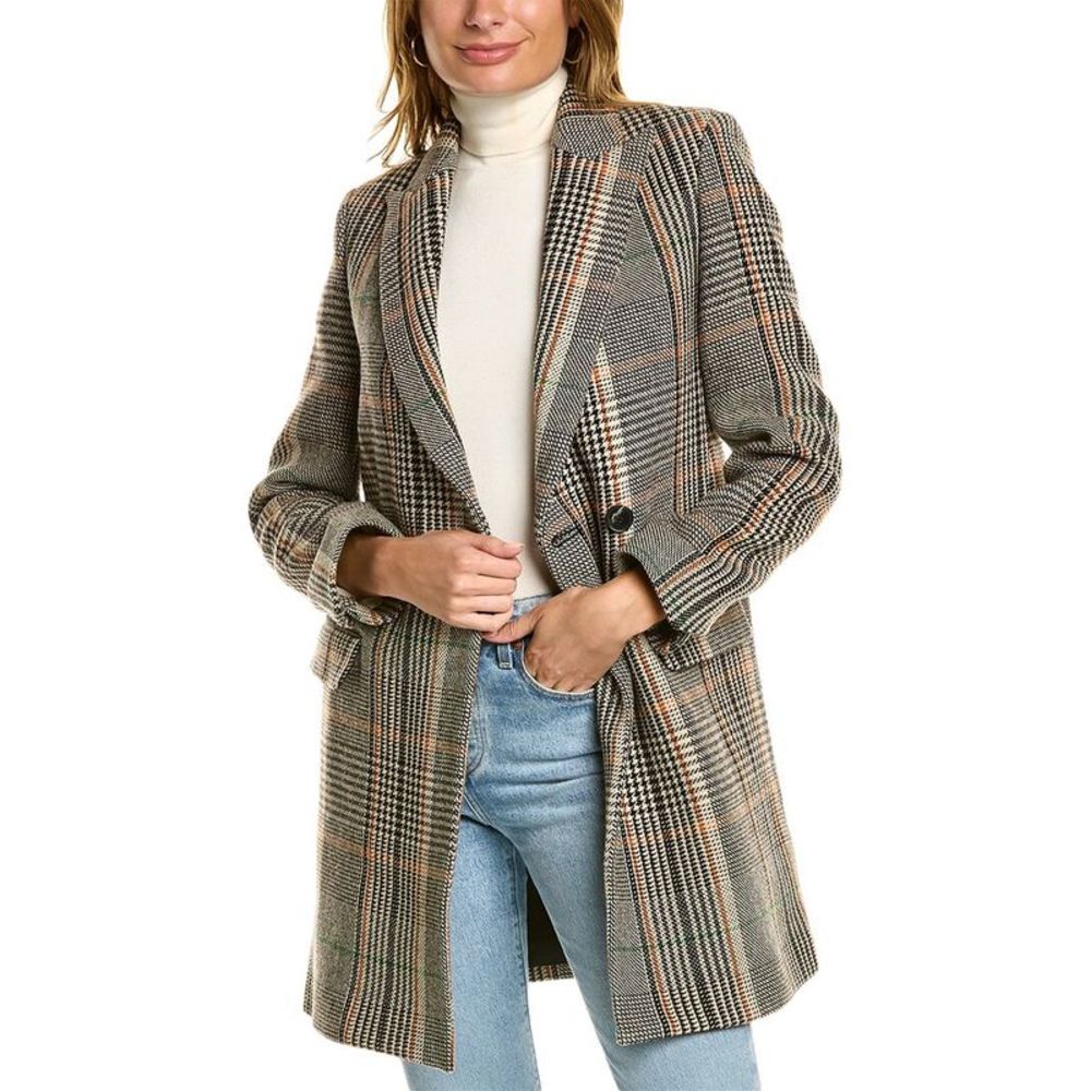Zadig & Voltaire Marco Check Wool-Blend Coat